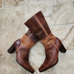 Vintage Naturalizer Patchwork Boots Patsy 7m Cognac/Brown